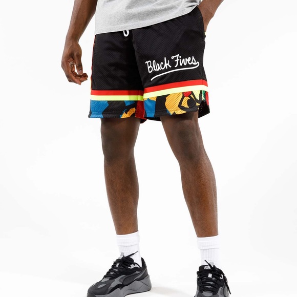 MENS PUMA BLACK FIVES BASKETBALL SHORTS - Picture 6 of 11